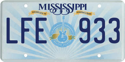 MS license plate LFE933