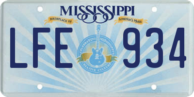 MS license plate LFE934