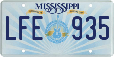 MS license plate LFE935