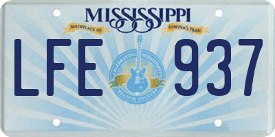 MS license plate LFE937