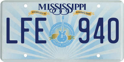 MS license plate LFE940