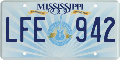 MS license plate LFE942