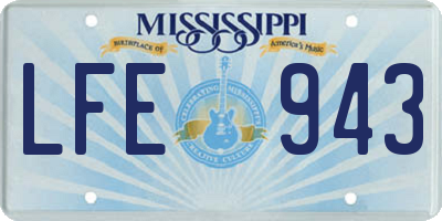 MS license plate LFE943
