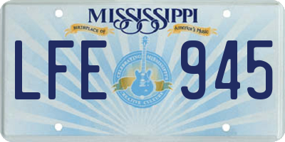 MS license plate LFE945