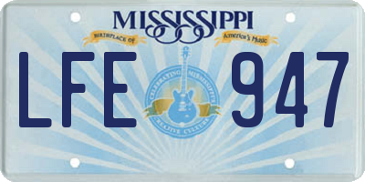 MS license plate LFE947