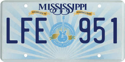 MS license plate LFE951
