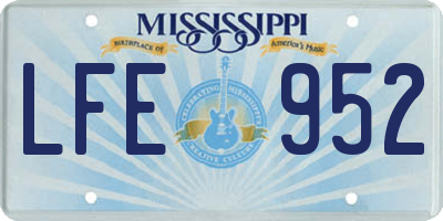 MS license plate LFE952
