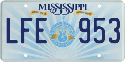 MS license plate LFE953