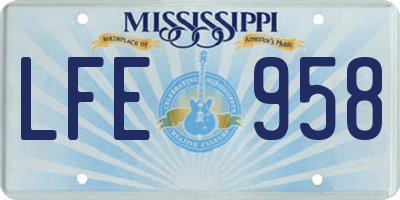 MS license plate LFE958