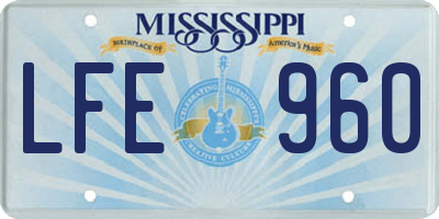 MS license plate LFE960