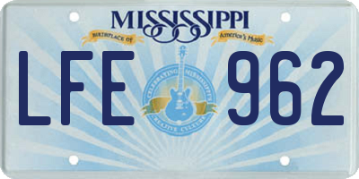 MS license plate LFE962