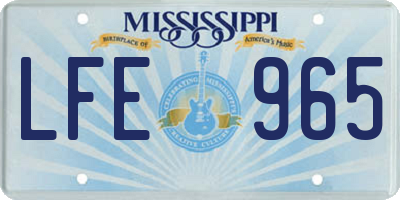 MS license plate LFE965