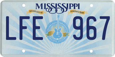 MS license plate LFE967