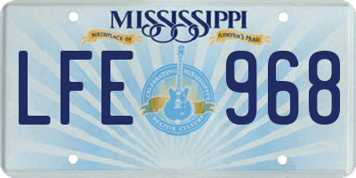 MS license plate LFE968