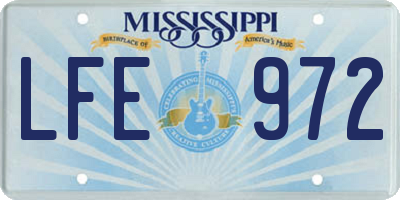 MS license plate LFE972