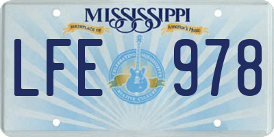 MS license plate LFE978