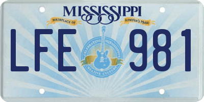 MS license plate LFE981
