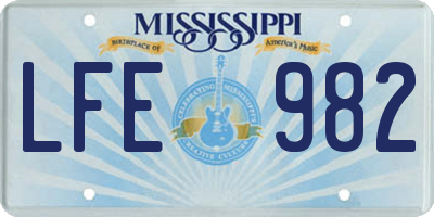 MS license plate LFE982