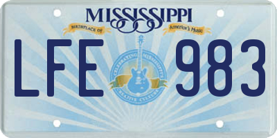 MS license plate LFE983