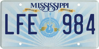 MS license plate LFE984