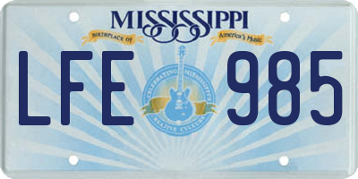 MS license plate LFE985