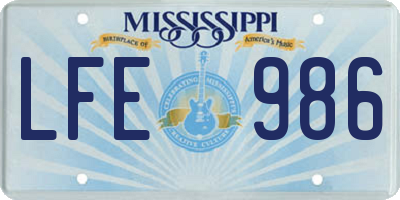 MS license plate LFE986