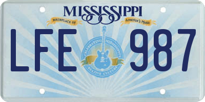 MS license plate LFE987