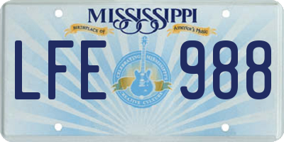 MS license plate LFE988