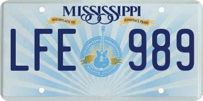 MS license plate LFE989