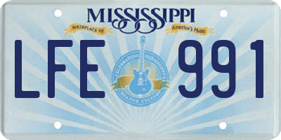 MS license plate LFE991