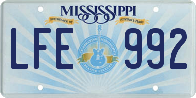 MS license plate LFE992