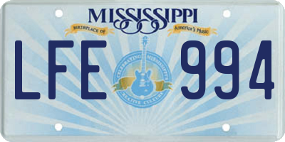 MS license plate LFE994