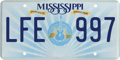 MS license plate LFE997