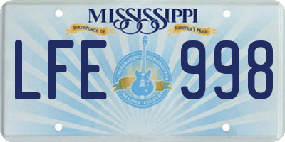 MS license plate LFE998