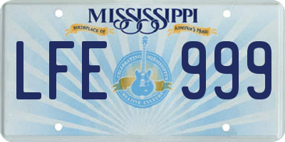 MS license plate LFE999