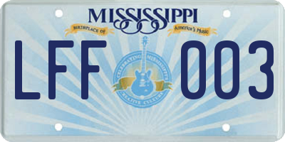 MS license plate LFF003