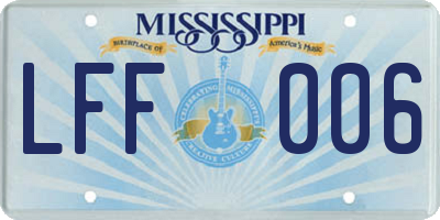 MS license plate LFF006