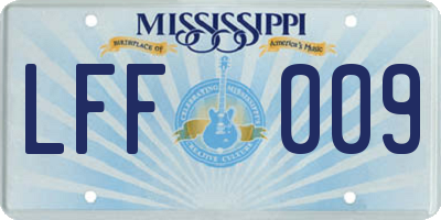 MS license plate LFF009
