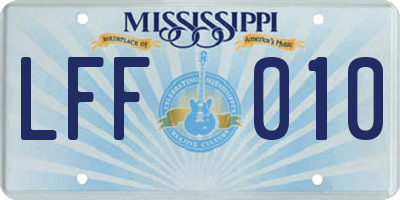 MS license plate LFF010