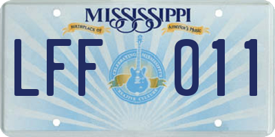 MS license plate LFF011