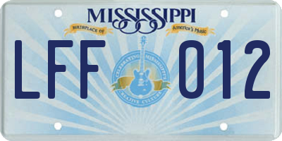 MS license plate LFF012