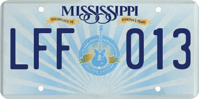 MS license plate LFF013