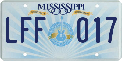 MS license plate LFF017
