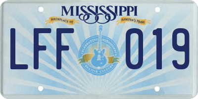 MS license plate LFF019