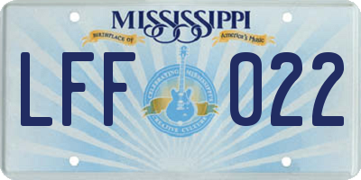 MS license plate LFF022