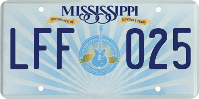 MS license plate LFF025