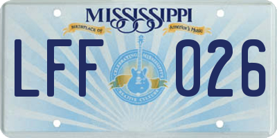 MS license plate LFF026