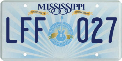 MS license plate LFF027