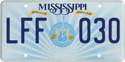 MS license plate LFF030