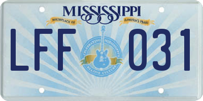 MS license plate LFF031